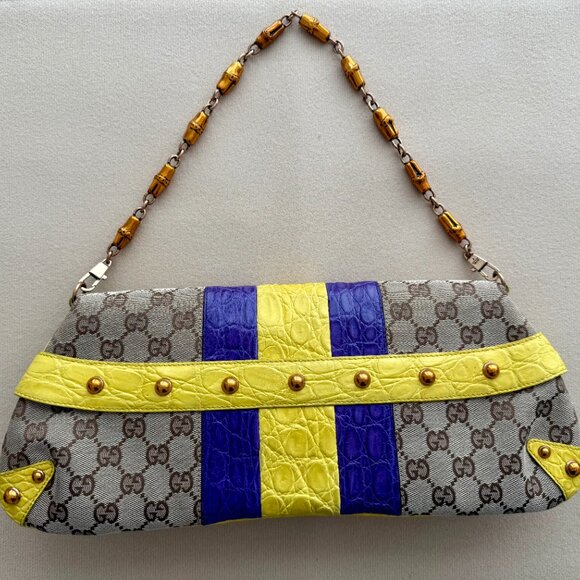 GUCCI by TOM FORD 2004 XL Vintage Runway Ad Campaign Horsebit Chain Bag Crystal - Picture 7 of 14